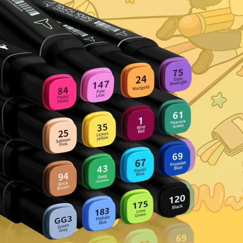 Double Head Oil Alcohol Marker Single Black Brush No. 120 Bulk Complementary Color Painting Art Supplies