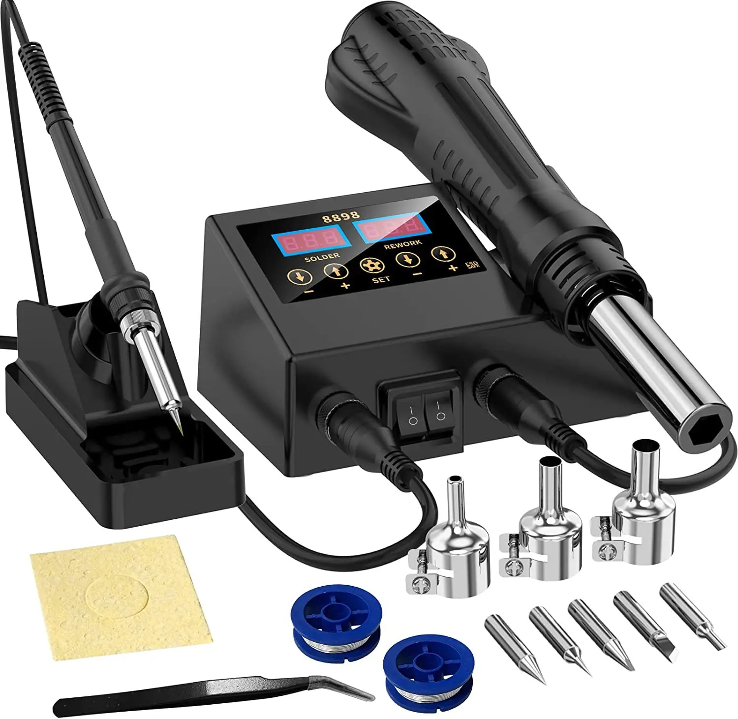 Hot air gun disassembly and welding station 2-in-1 8898 lead-free electric soldering iron handle maintenance