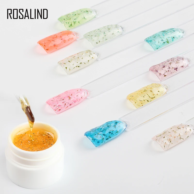 Rosalind Nail Art getrocknete Blume Gummi Gel Nagellack für Maniküre 3d DIY Desgin Farbe natürliche Fee brauchen Gel Basis und Dec klack 5ml