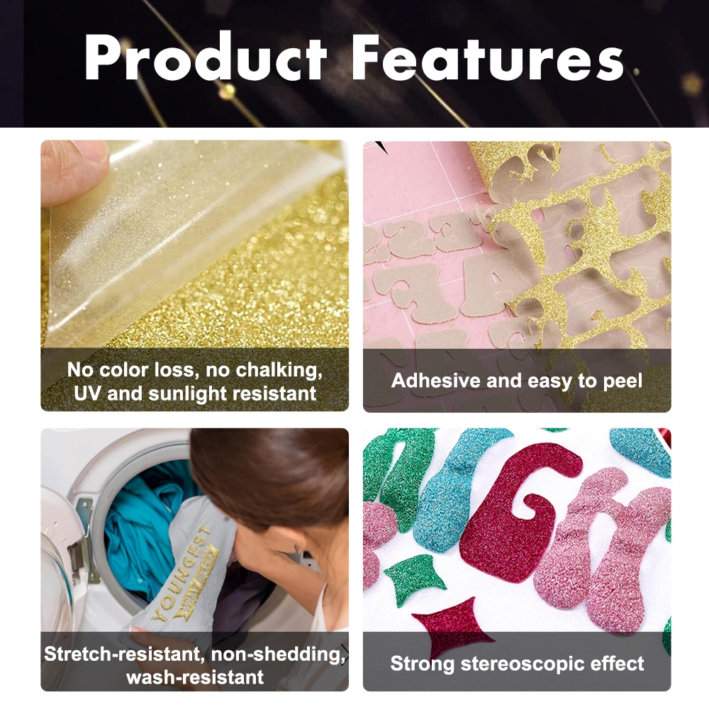 3D foam scallion powder puff lettering film flash vinyl sheet flash HTV stampa a trasferimento termico per t-shirt zaino pennant