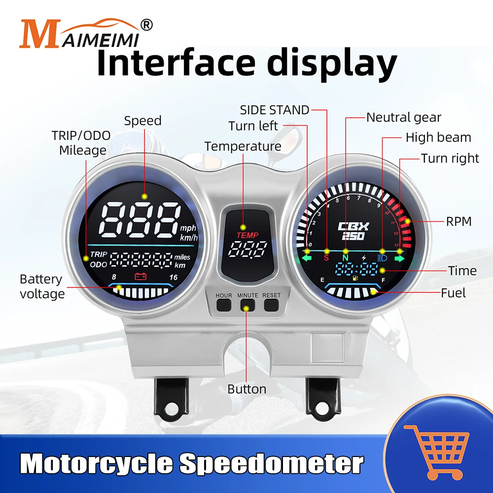 Para Honda CBX250 CBF250 Twister 2001-2008 velocímetro Digital LED para motocicleta con kilometraje nivel de aceite temperatura tiempo visualización voltaje