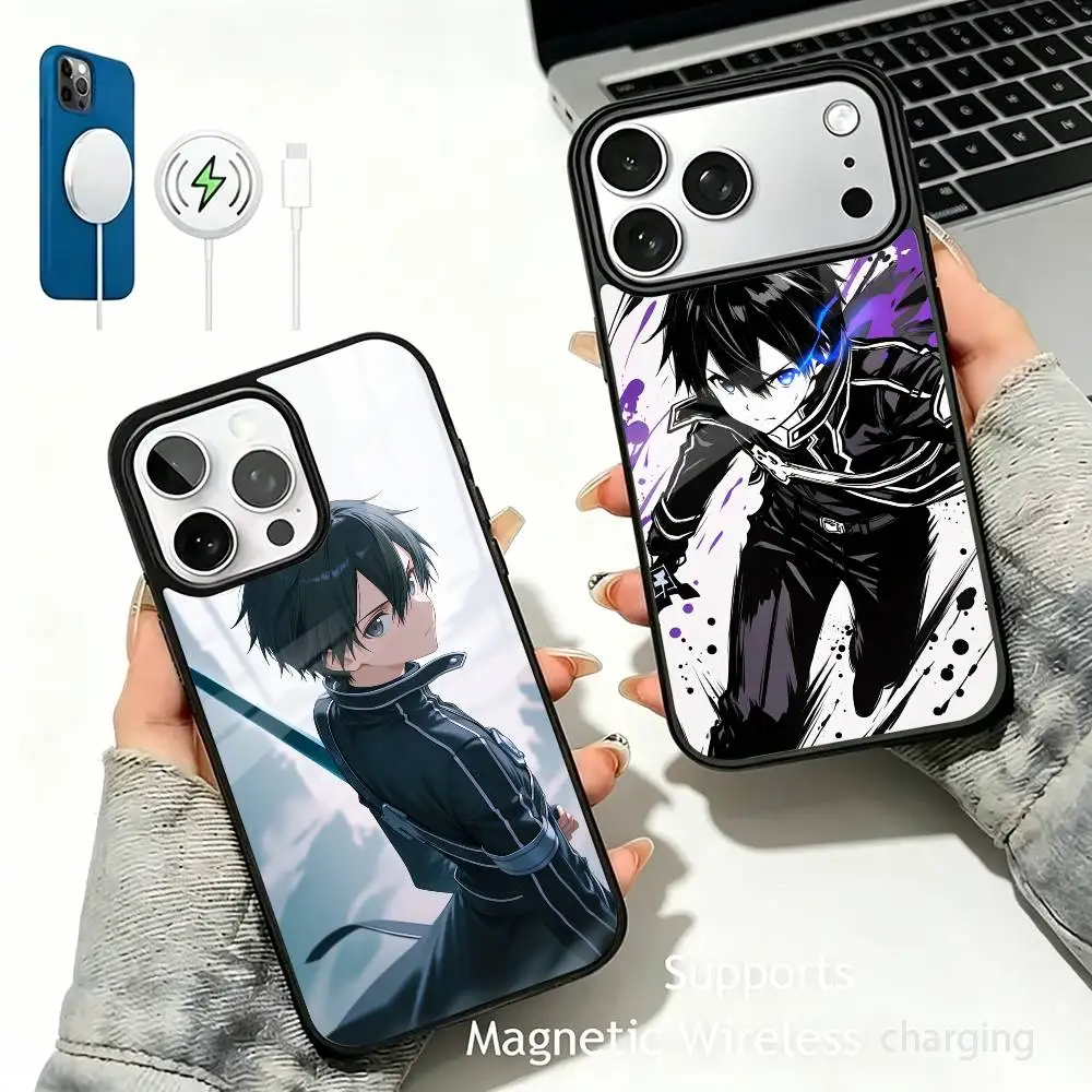 Anime K-Kirito Sword Art -O-Online Phone Case For IPhone17 16 15 14 13 12 11  Pro Max Plus Wireless Charger Cover Funda