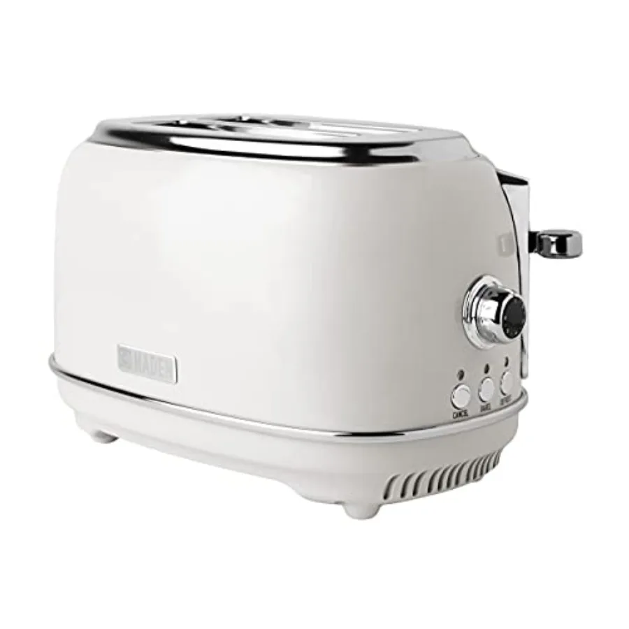 Tostadora de 2 rebanadas con ranuras anchas en cromo marfil con control de tostado ajustable, patas antideslizantes, bandeja para migas, acero inoxidable, ideal para T