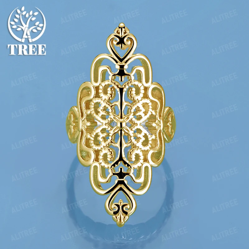 

New 18k Gold Hollow Diamond Pattern Ring Women Party Birthday Wedding Fashion Design Jewelry Exquisite Elegant Gift Accessories