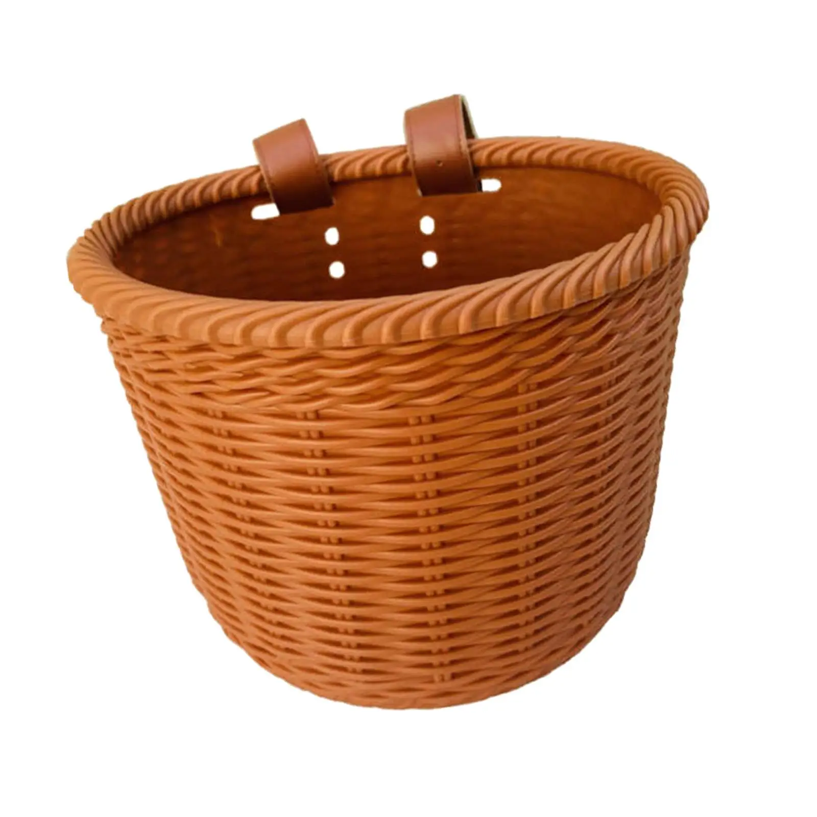 Kids Bike Basket Arts Crafts Thickened Imitation Rattan Bike Decoration Accessories Children\'s Bicycle Basket for Outdoor Picnic