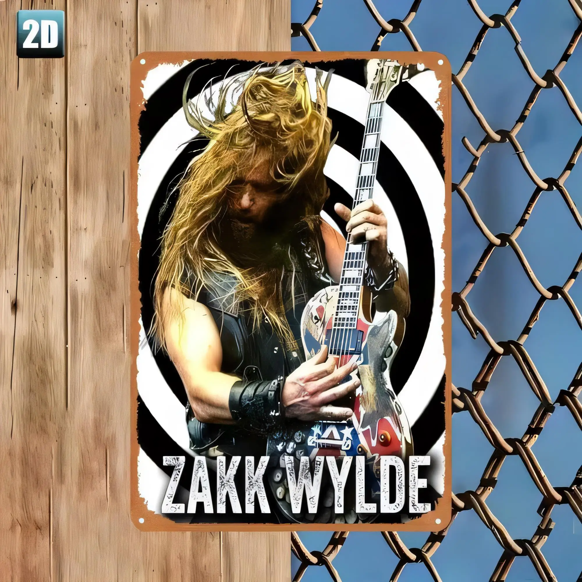 Tin Sign, Zakk Wylde Rock Guitarist Metal Music Poster Wall Decor for Man Cave, Vintage Rusty Look Iron Painting,   Retro Heavy
