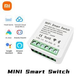 WiFi Mini Interruptor Inteligente, Módulos de Controle de 2 Vias, APP, Temporizador de Controle Remoto Sem Fio, Funciona com Alexa Home, 16A