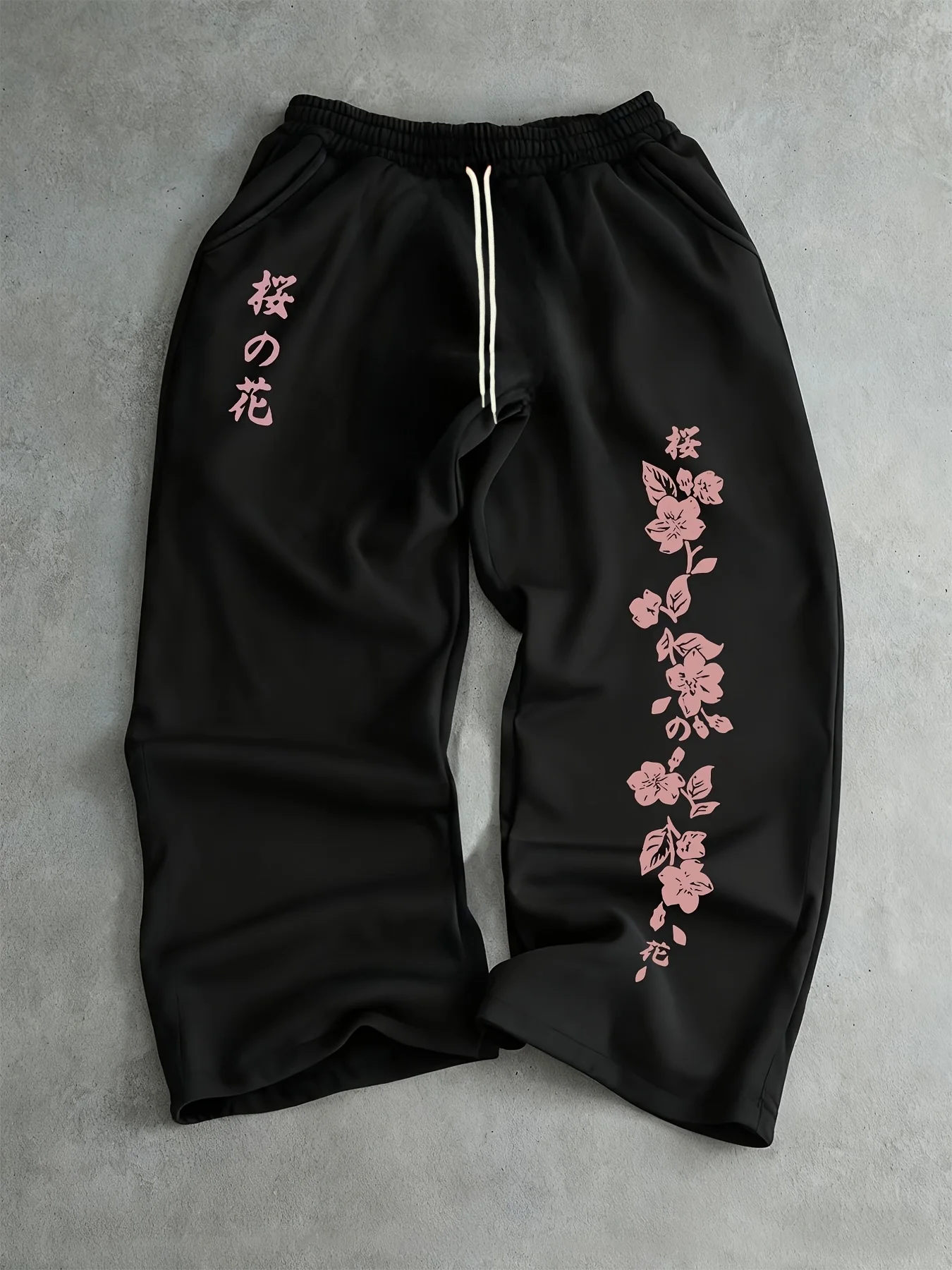 Men's/Kids casual athletic trousers cherry blossom print pants drawstring loose wideleg casual trousers suitable for all seasons