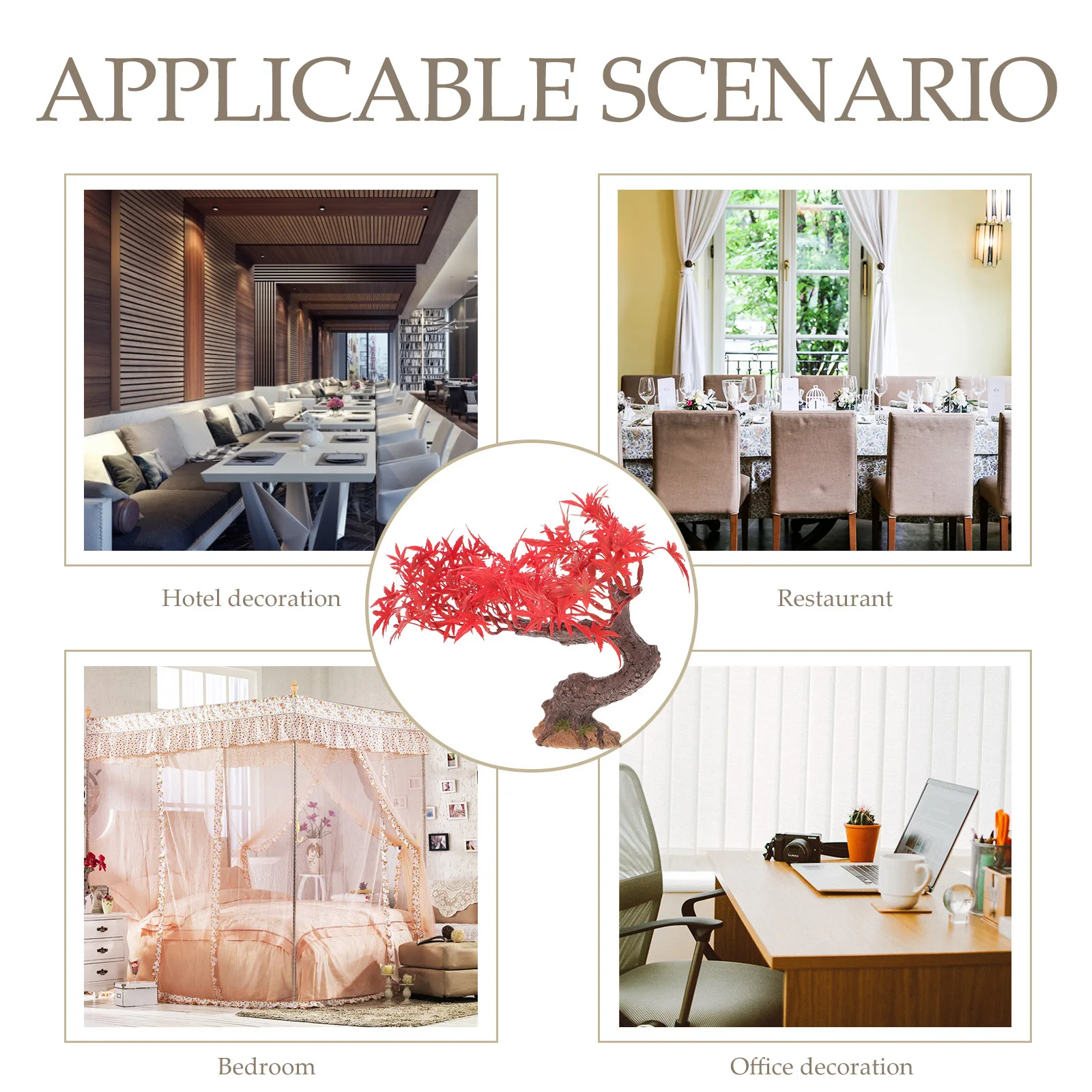 

Mini Red Maple Artificial Small Tree Creative Design Decorative Fake Tree Ornament Micro Landscape Decor Sand Table Bonsai