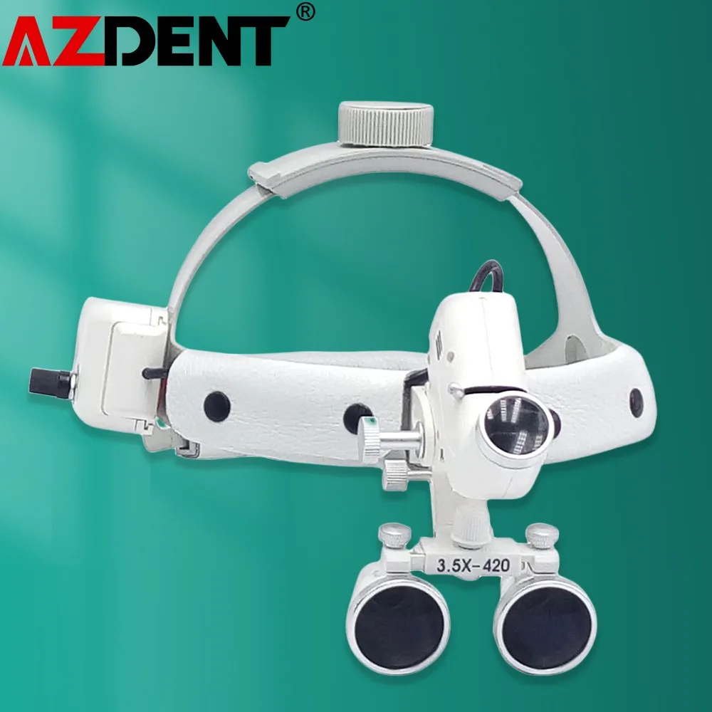 Azdent Dental Surgical  LED Headlight Headband Binocular Loupes Brightness Spot Ajustable Headlamp