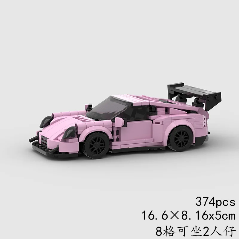 

Розовый MOC Porscheed 911 GT Speed Series Роскошный автомобиль Carrera Гоночный автомобиль Строительный блок Сборка Орнамент Модель Головоломка Детская игрушка в подарок
