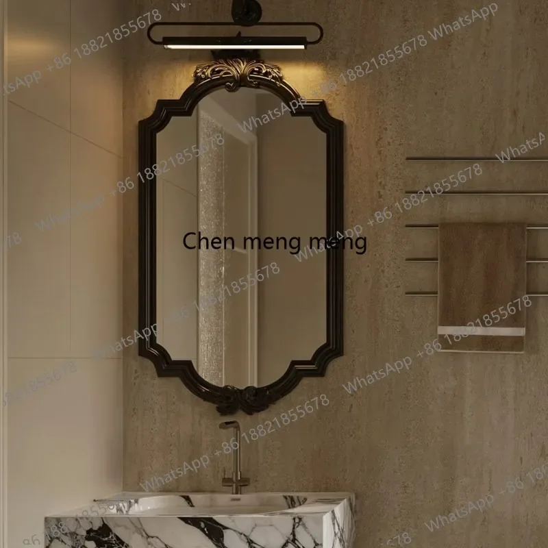 R134 French retro bathroom smart bathroom mirror hand washing countertop makeup mirror wall-mounted engraving process