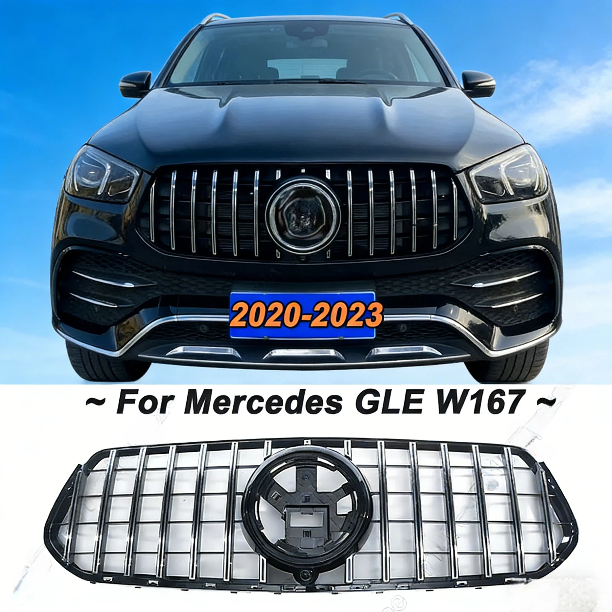 

GT Style Car Front Bumper Grille Racing Grill For Mercedes-Benz GLE C167 W167 Coupe GLE300 350 400 450 2020-2023 Tuning Kits