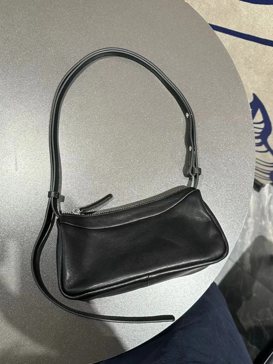New Fashionable Square Vegetable Tanned Cowhide Single Shoulder Women's Bag, Simple And Casual Versatile Commuting Handbag Trend