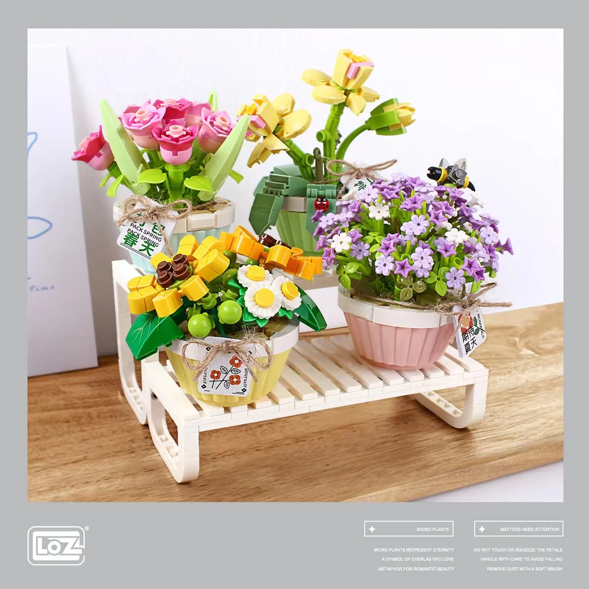 1673 1674  mini Blocks Building Toys DIY Bricks Flower Puzzle Pot Plants  Women Gift Home Decorations Presents