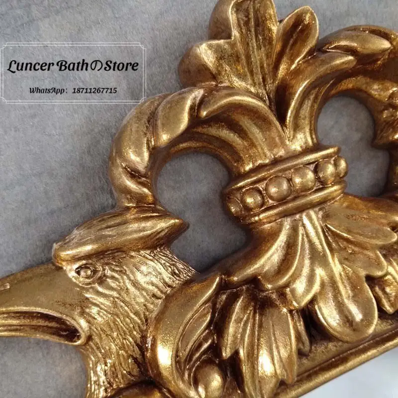 European Double Headed Eagle Bathroom Mirror, Tsar Vintage Gold Wall Mounted Vanity Mirror for Entryway, Home Decor