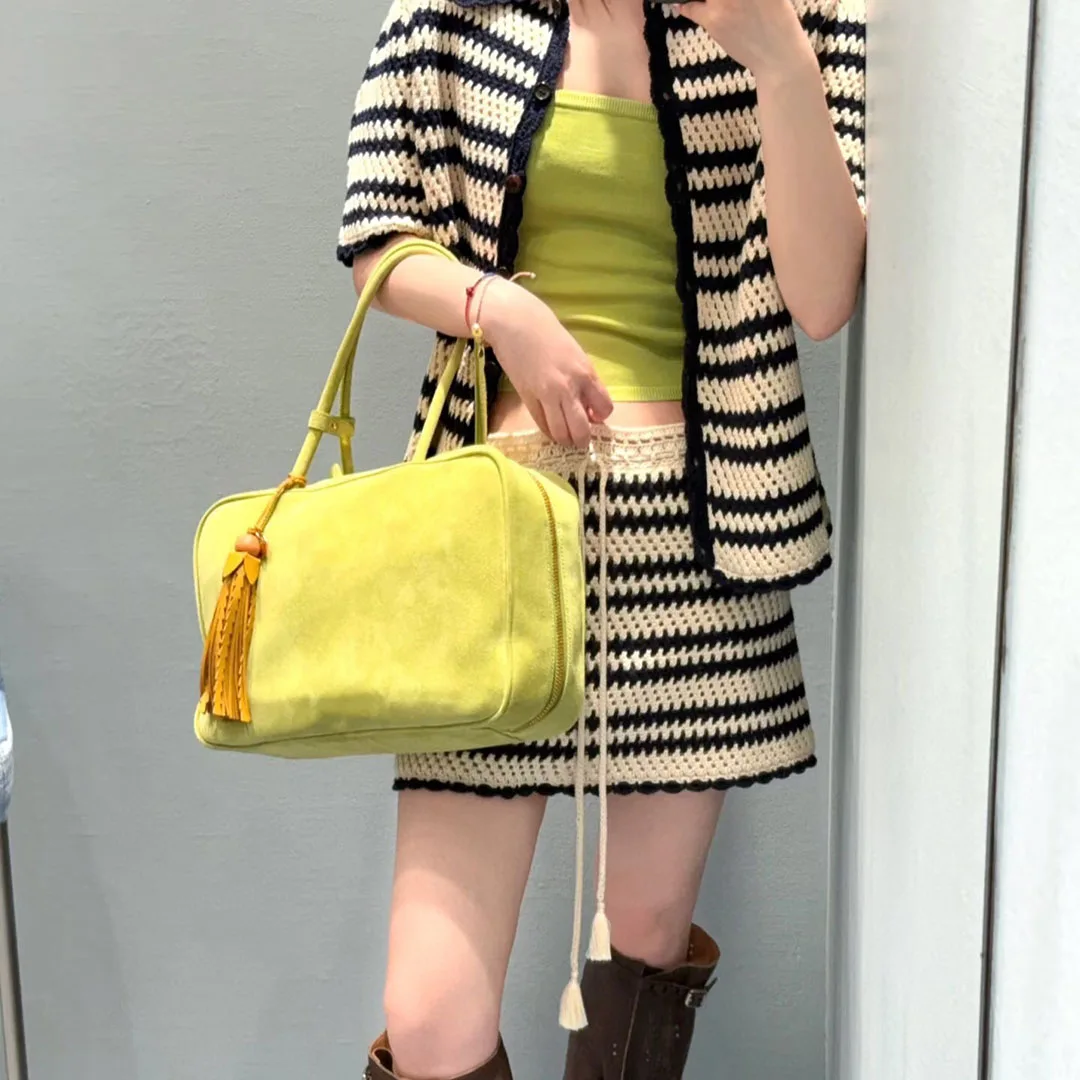 

Новая мода ручной работы крючком полосатые полые трикотажные юбки женские с низкой талией на шнуровке пояс трапециевидной формы свободная мини-юбка