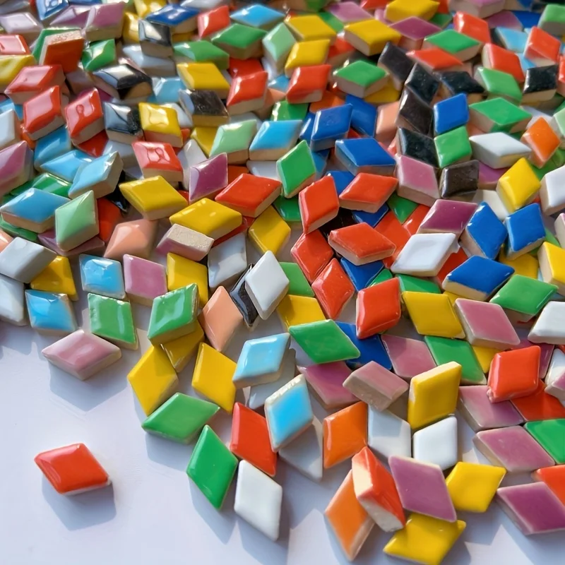 100/200g Dopamine-Colored Mosaic Materials, Colorful Diamond-Shaped Ceramic Mosaic Tiles, Mosaic Creative Crafts, Home Decor Transformation, Art Collage Creation