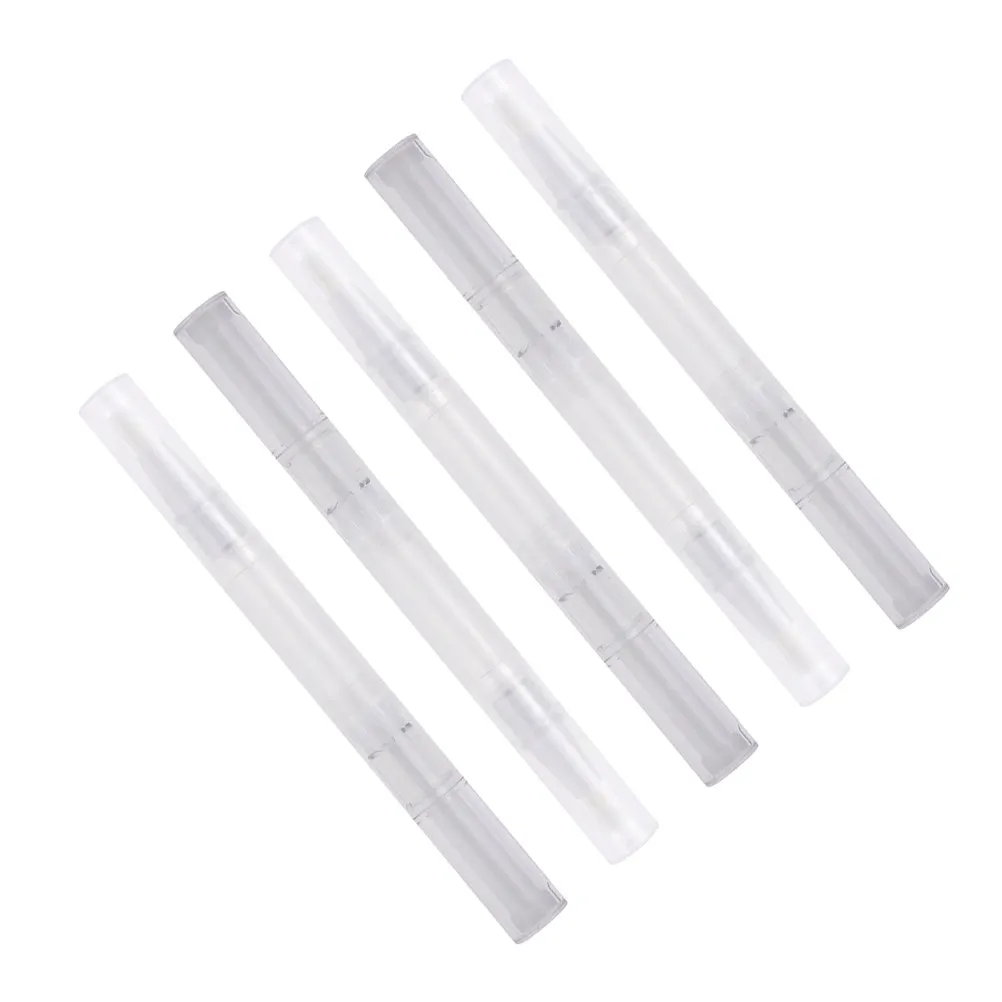 5Pcs Nail Oil Pen Empty Transparent 3Ml Brush Tip Portable Container Pen for Nail Nourishment Lip Gloss Essential Oils