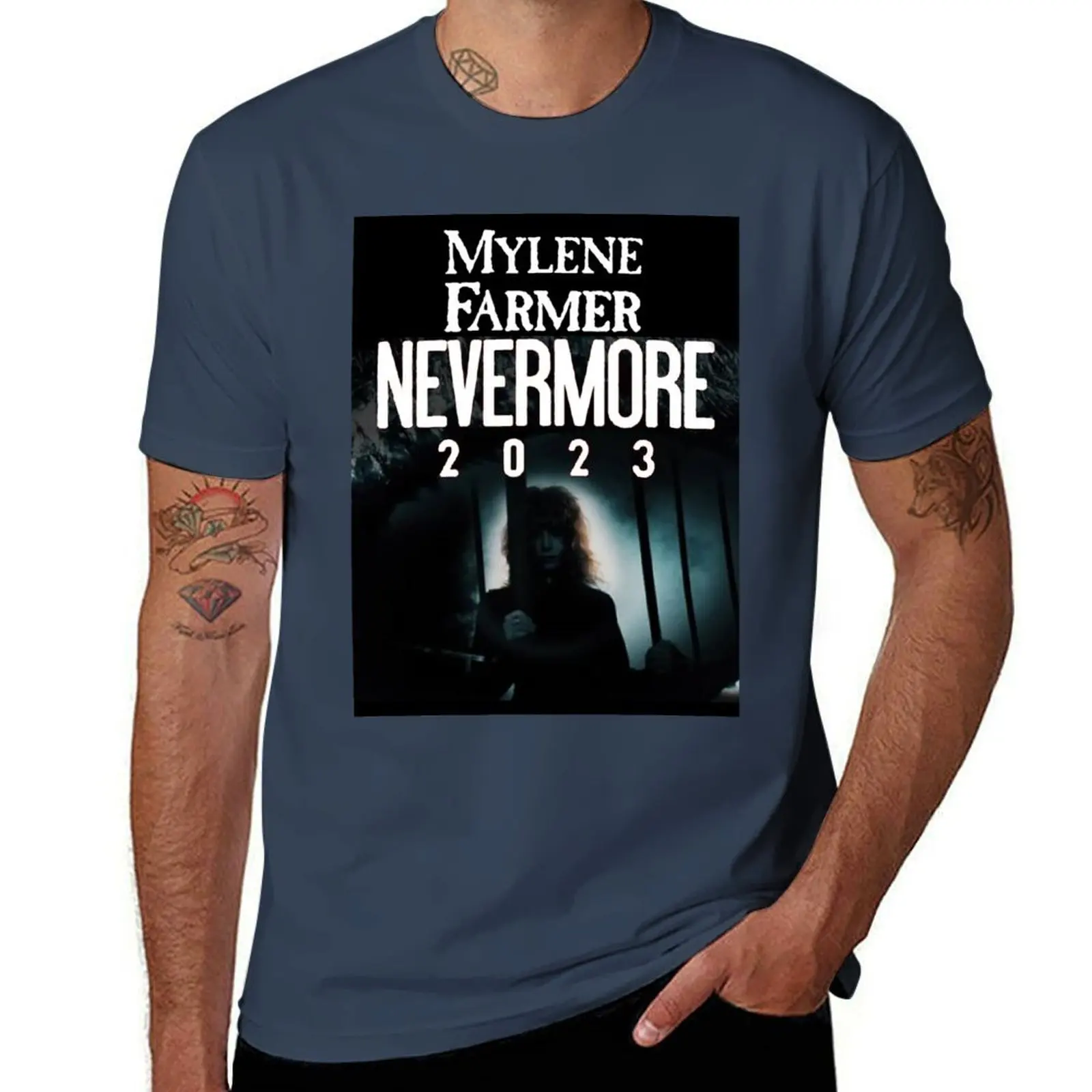 2023 NEVERMORE MYLENE FARMER T-Shirt Casual All Match Tee Shirt for Men