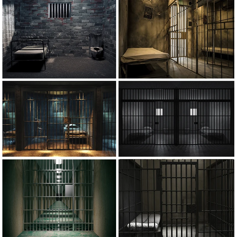 

Prison Cell Photo Booth Props Backdrop Murder Mystery Party Decor Banner Mugshot Crime Video Making Background for Photography