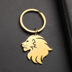 My Shape Punk Lion Head Keychain for Women Men Boys Stainless Steel Animal Key Ring for Car Backpack Hip Hop Fashion Jewelry