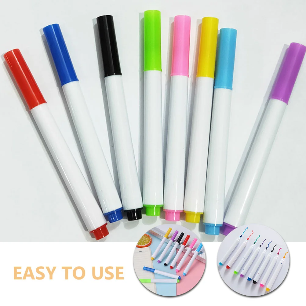 8 Pcs Erasable Whiteboard Marker Washable Markers Dry Erase Pens Plastic Classroom for Kids Fine Tip Wipe Child