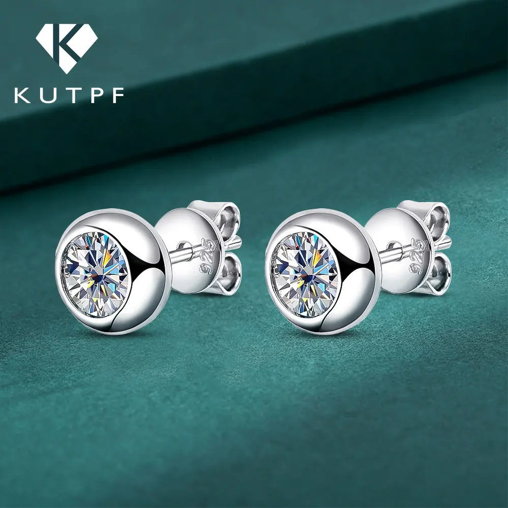 0.3/0.5 Round Cut Lab Diamond Moissanite Stud Earrings For Women Men S925 Sterling Silver Rhodium Plated Earring Wholesale GRA