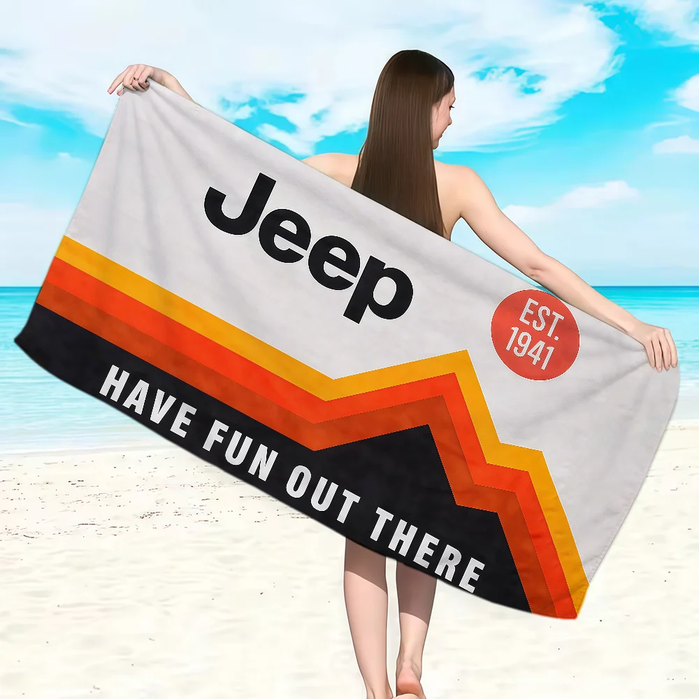Fashion J-Jeep Towel Soft Lightweight Anti-Sand Large Beach Towel Quick-Drying Bath Sports Family