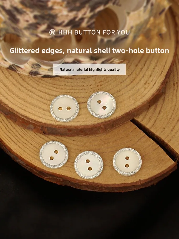 

l ell Buttons High End White Mother of Pearl Fla Poer irt Two Eye Buttons Home Fabric Sewing DIY Accories