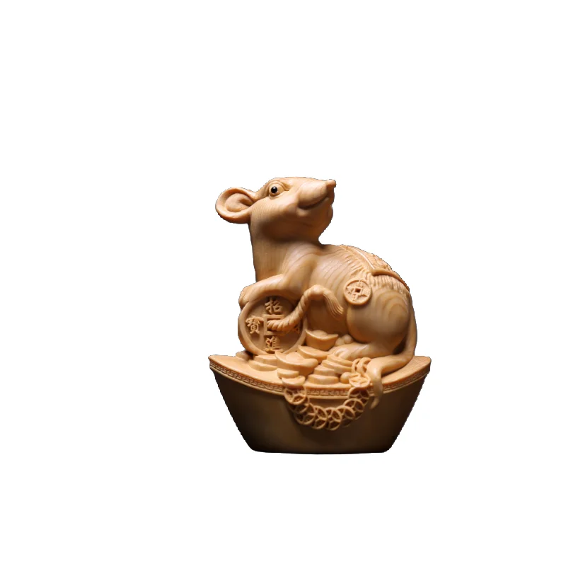 Hand-Carved Hinoki Wood Zodiac Animal Figurine - 6