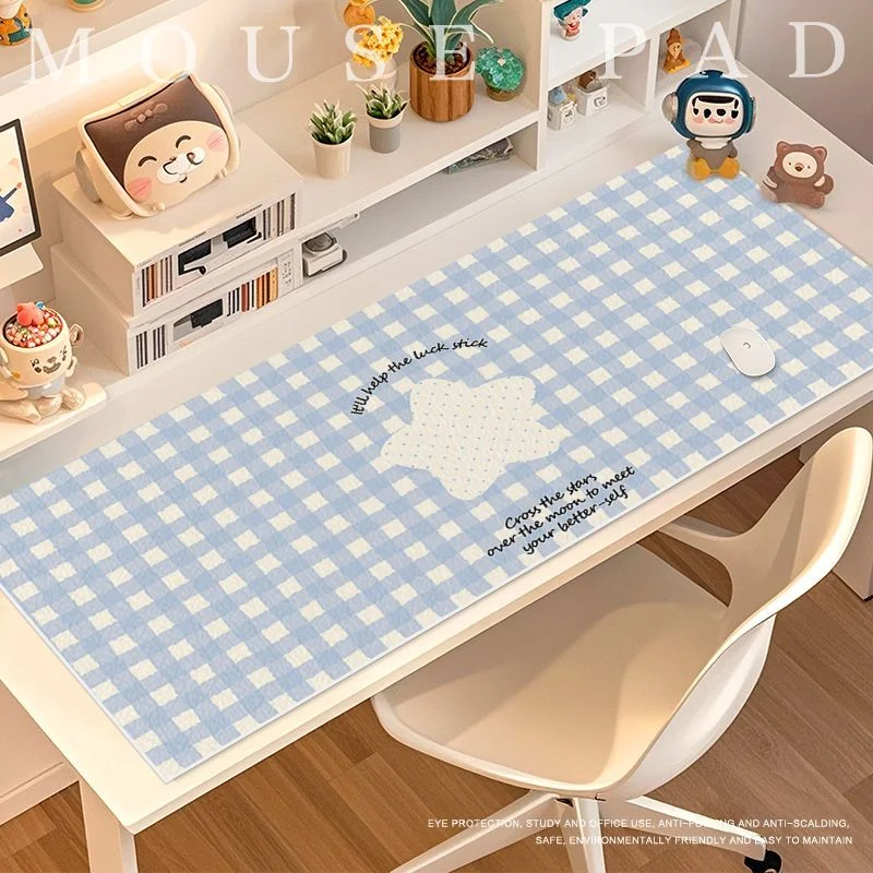 Colorful Grid Star Pu Leather Mousepad Office Desk Mat Mouse Pad Computer Speed Type Carpet Mat Player Laptop Keyboard Cartoon