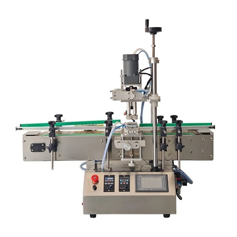 Automatic four-wheel capping machine, plastic bottle pump head bottle capping machine, small desktop automatic capping machine
