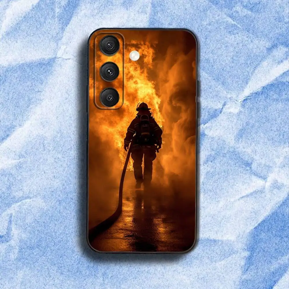 حافظة هاتف F-Fireman F-Firefighter لهاتف سامسونج S 25,24,23,22,30,21,10,9,Ultra,Plus,Lite,FE,4,5G حافظة ناعمة سوداء