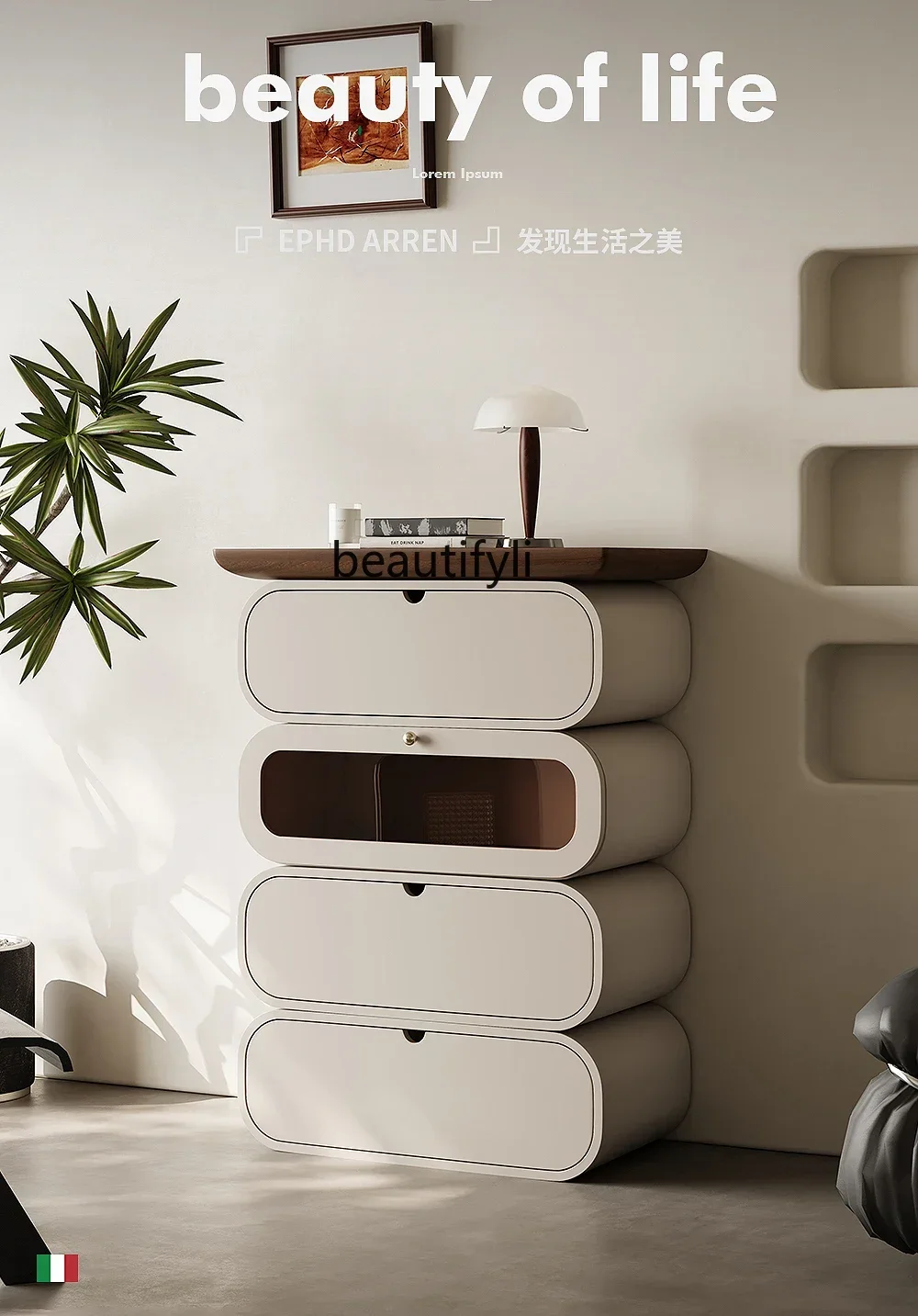 

n Italian Minimalist Four-Bucket Cabinet Creative Chest of Drawers Home Living Room Bedroom Simple Paint Drawer Small Apartment