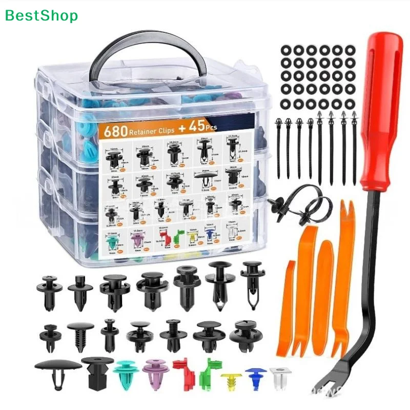 680PCS Bumper Clips Car Retainer Clips Plastic Fasteners Kit Auto Body Push Rivets  Liner Clip Set