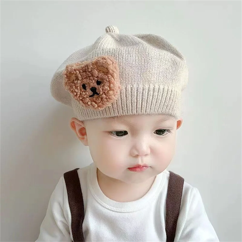 Children Beret Hat For Girls Artist Cute Warm Baby Wool Hat Children\'S Hats For Winter Retro Vintage Elegant Beret Caps Headwear