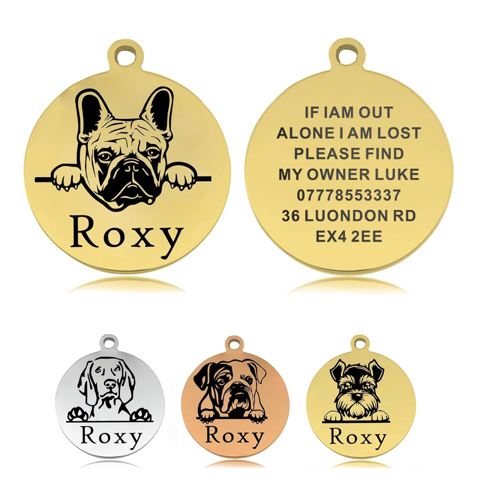 Étiquettes de chien personnalisées pour animaux de compagnie, étiquettes de nom de chien personnalisées, étiquettes d'identification rondes en acier inoxydable pour chiots, livraison directe, 1 pièce