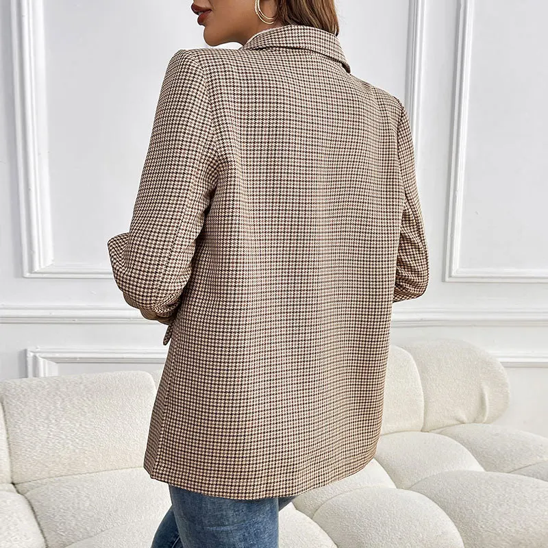 2026 Spring Coats Women Blazer Jackets Turn Down Collar Full Sleeve Coat Y2k Streetwear Elegant Splice Jacket Open Stith Autumn
