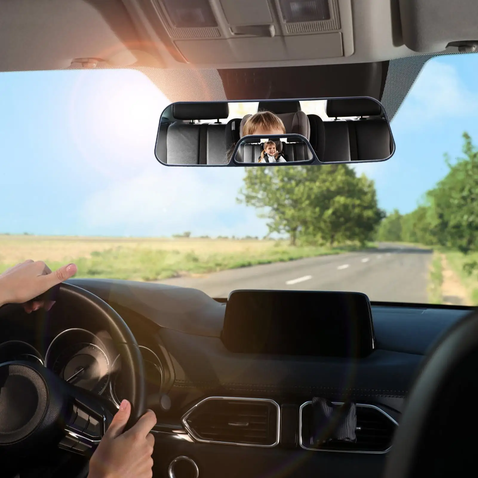 

Wide Interior Rearview Mirror Panoramic Rotatable Interior Rear View Versatile Clear Curved Rearview Safe Driving Accessory For