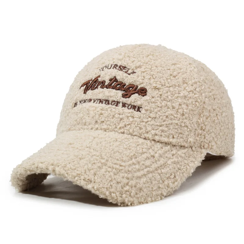 1-teilige mehrfarbige Fleece-Baseballmütze für Damen, verdickte warme Entenschnabelmütze für Herbst und Winter – Detail 7