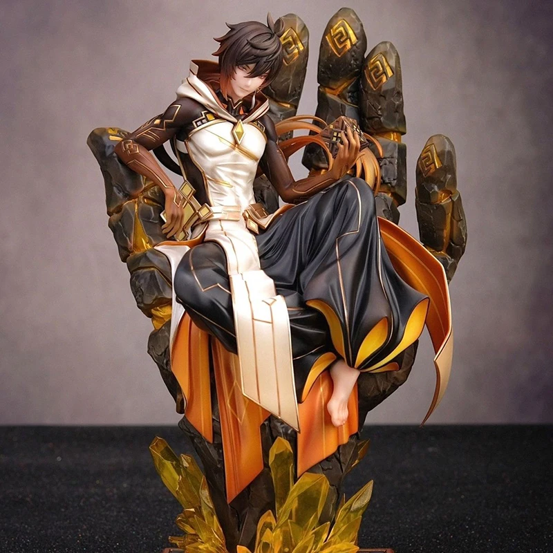 28cm Genshin Impact Zhongli Anime Figure Earthly Life PVC Action Figure Rock King Emperor Figurine Adult Model Doll Toys Gifts