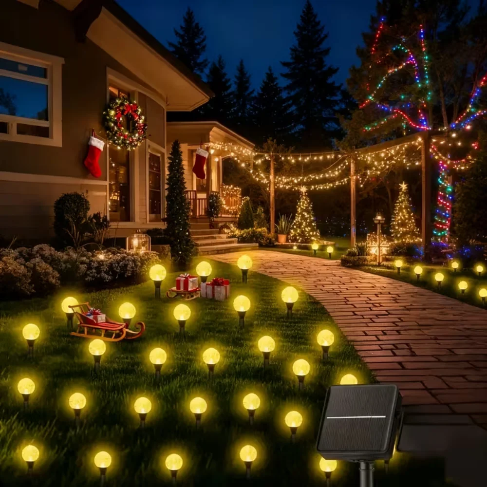 20/30LED Solar Crystal Bubble Ball String Light 8 Mode Warm White Outdoor Solar Fairy Lamp for Garden Lawn Decor Christmas Light