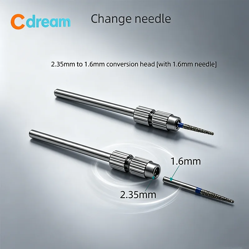 2/5pcs Grinder Conversion Head 2.35mm To 1.6mm Shank Polisher Dental Converter Material Oral Teeth Multifunctional Care To