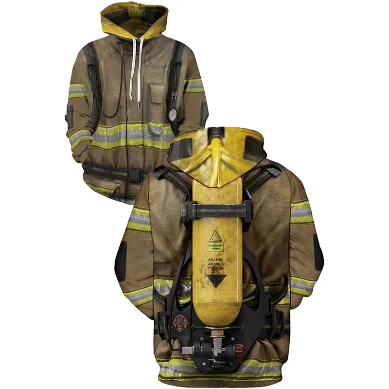 DY20Fireman تأثيري معطف بقلنسوة البلوز مقنعين البلوز رجال الاطفاء كوس موحدة مجموعة هالوين كرنفال البدلة للرجال الكبار