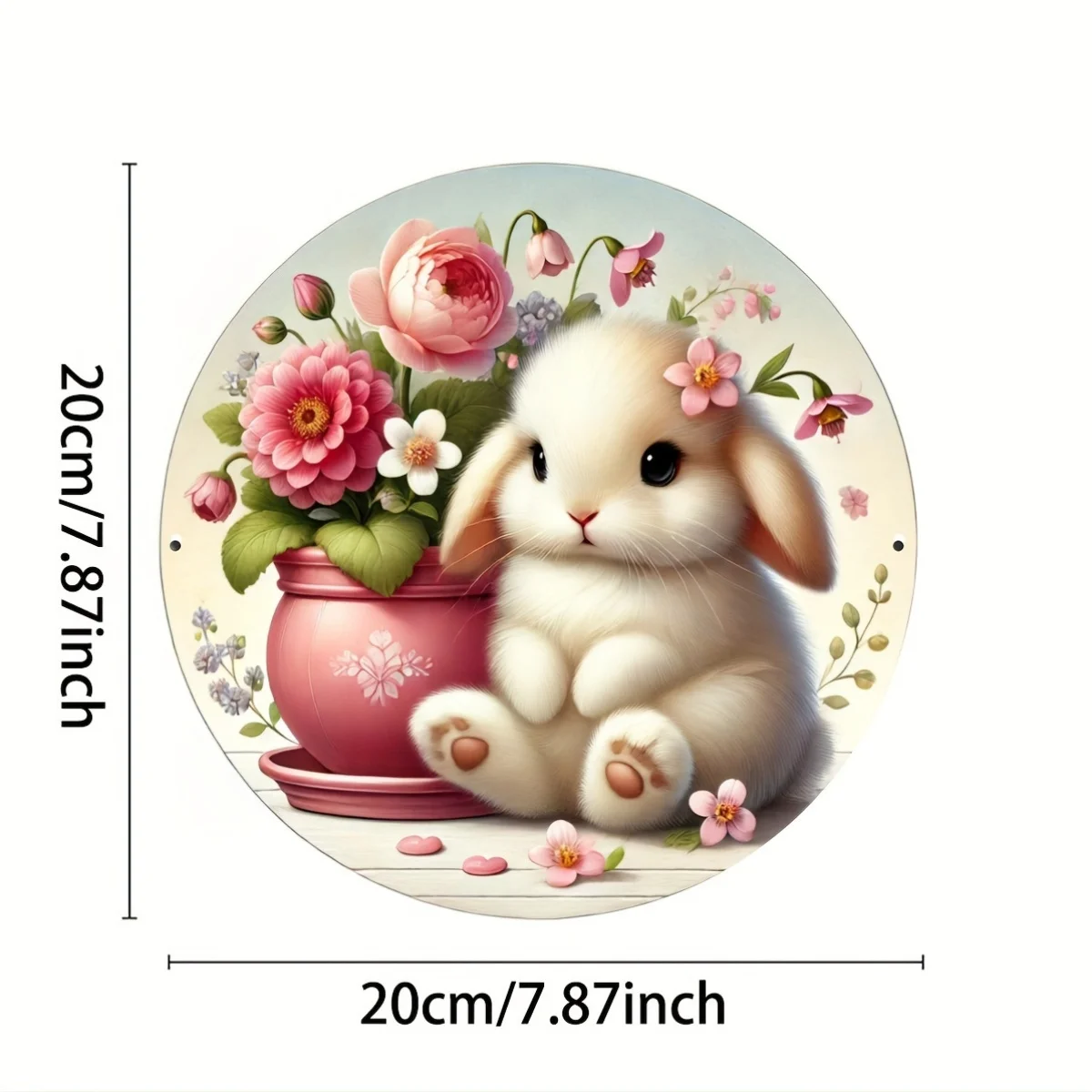 لافتة ألومنيوم لإكليل سلة أرنب عيد الفصح الريفي - لوحة معدنية لديكور المنزل والحرف الفنية ومستلزمات القصاصات #3