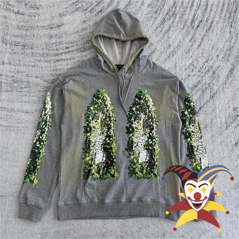 

Washed Gray WHO DECIDES WAR Hoodie Men Women Best Quality Green Moss Print Pullover