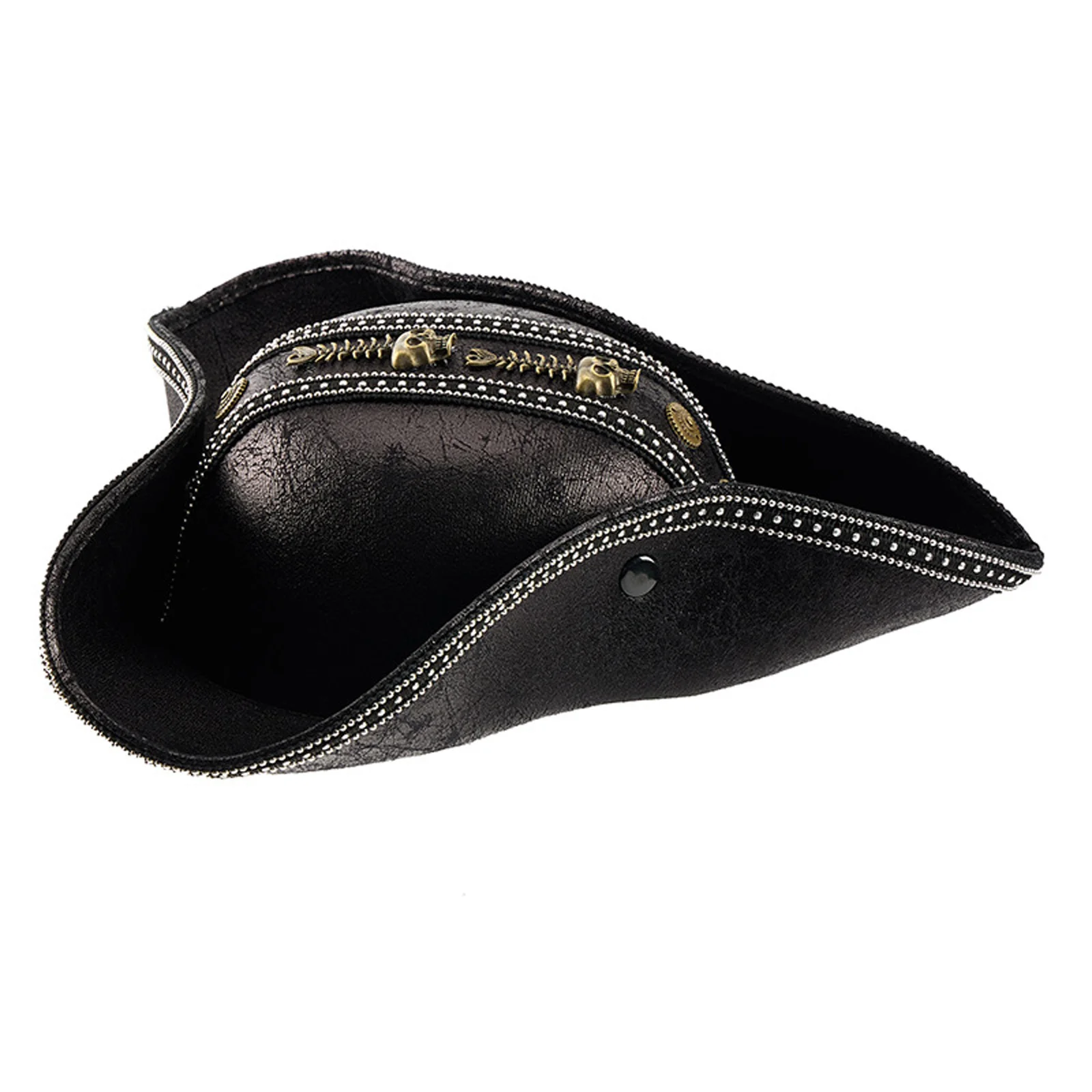 هالوين بولي Leather الجلود قبعة قرصان القرون الوسطى خمر الجمجمة الكابتن قبعة براون المستعمرة تريكورن قبعة الكبار حفلة تنكرية فستان