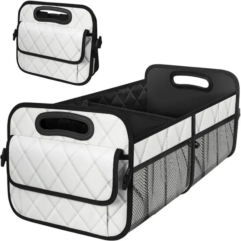 Foldable Car Trunk Organizer for Stowing and Tidying - Waterproof Polyester Trunk Box with 50L Storage Capacity for Car