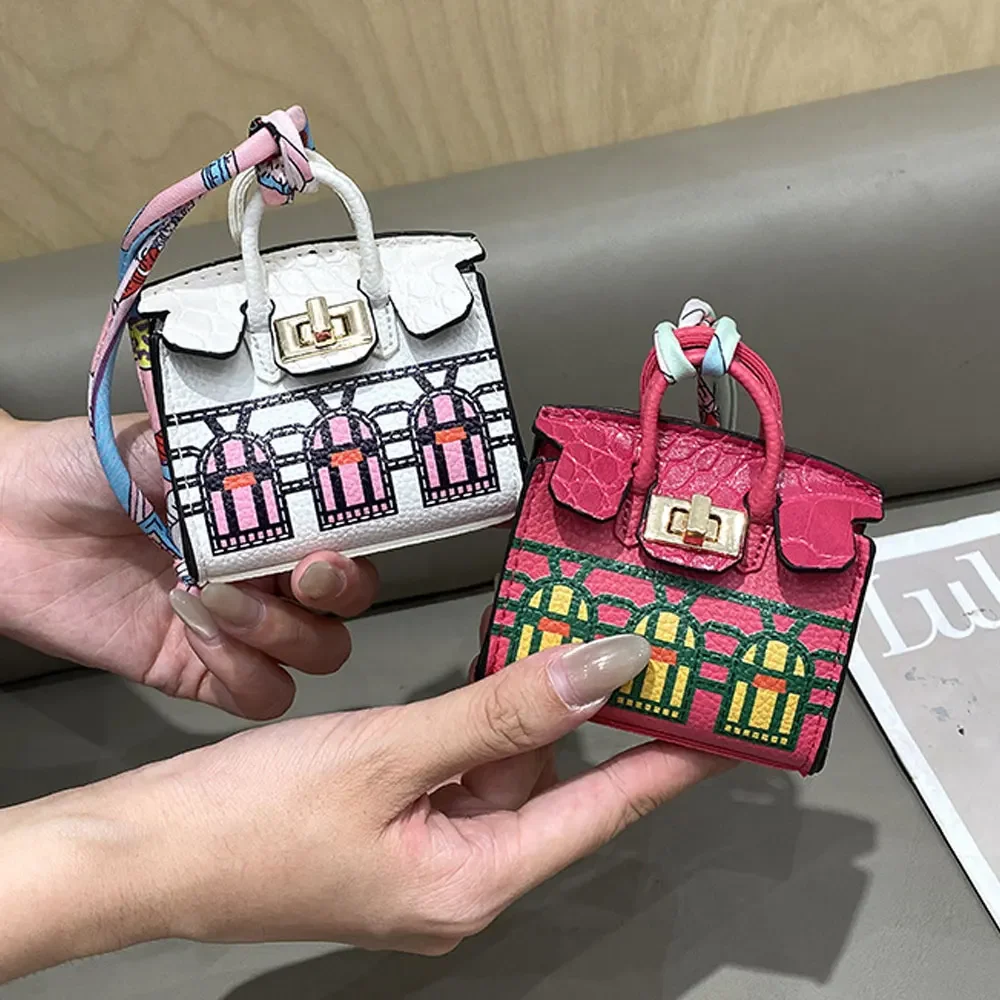 NEW 2024 Mini Bag Pendant Crocodile Pattern Exquisite Change Bag Pendant High End Earphone Bag Red Mouth Charter Key Buckle